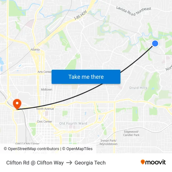 Clifton Rd @ Clifton Way to Georgia Tech map