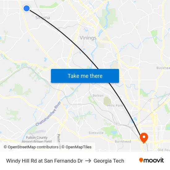 Windy Hill Rd at San Fernando Dr to Georgia Tech map