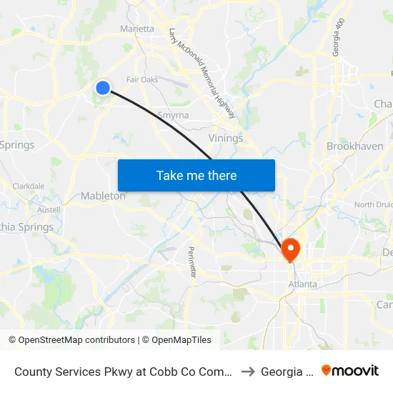 County Services Pkwy at Cobb Co Composting Facilit to Georgia Tech map