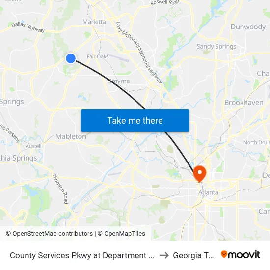 County Services Pkwy at Department Of Mo to Georgia Tech map