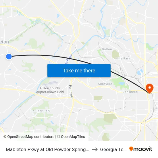 Mableton Pkwy at Old Powder Springs Rd to Georgia Tech map