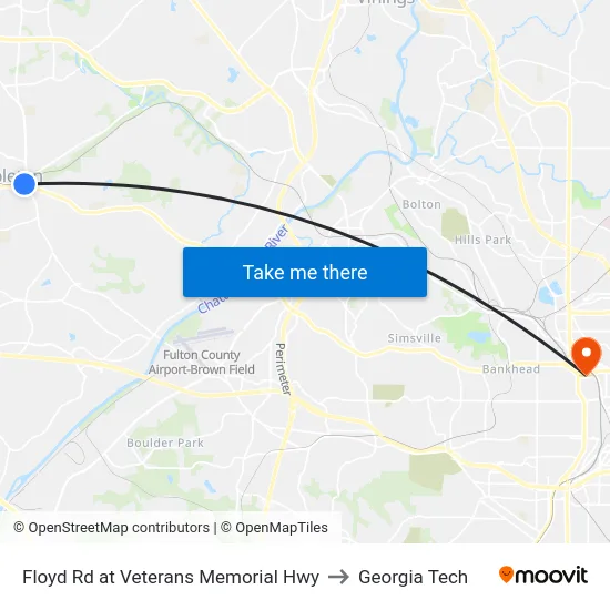 Floyd Rd at Veterans Memorial Hwy to Georgia Tech map