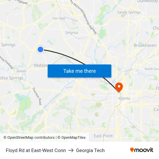Floyd Rd at East-West Conn to Georgia Tech map