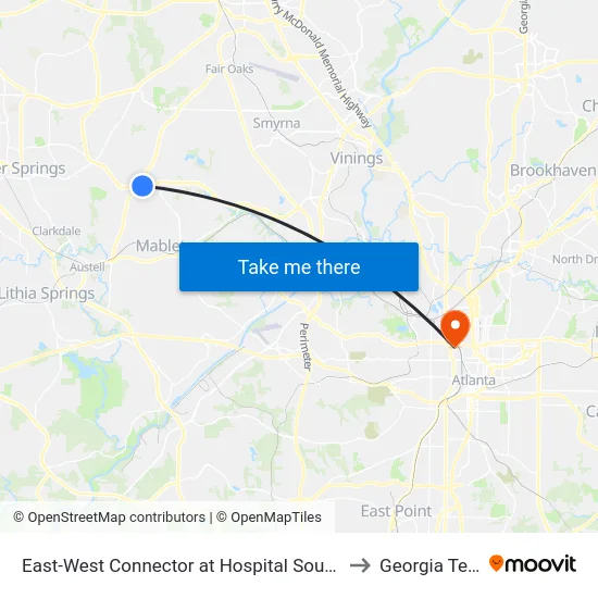 East-West Connector at Hospital South Dr to Georgia Tech map
