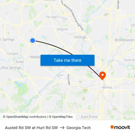 Austell Rd SW at Hurt Rd SW to Georgia Tech map