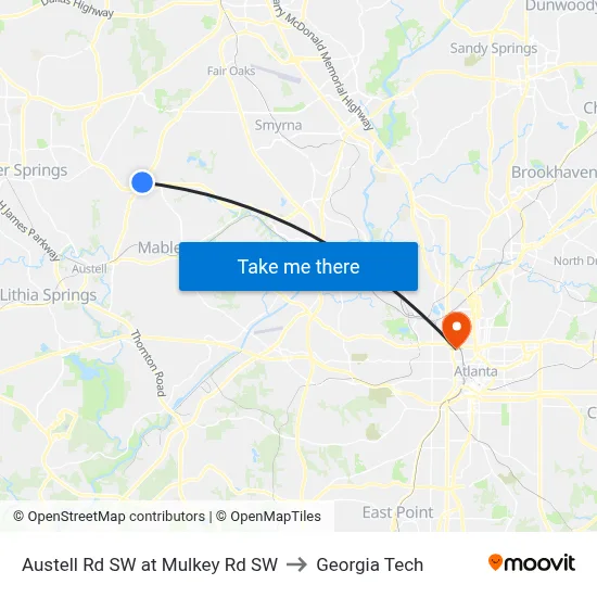 Austell Rd SW at Mulkey Rd SW to Georgia Tech map