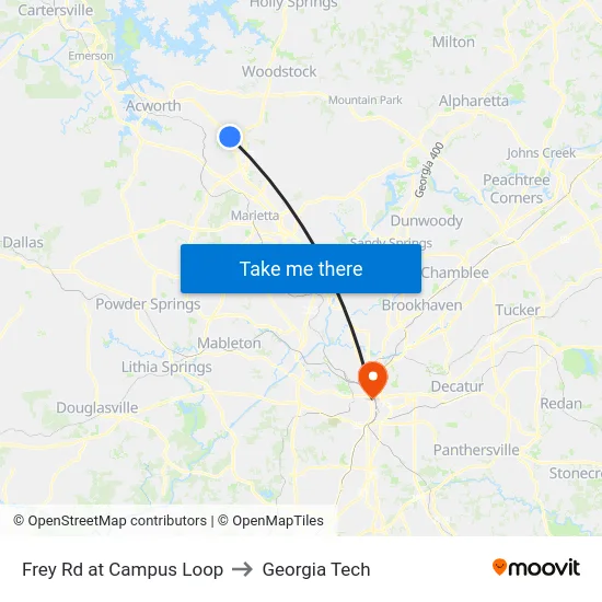Frey Rd at Campus Loop to Georgia Tech map