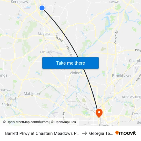 Barrett Pkwy at Chastain Meadows Pkwy to Georgia Tech map