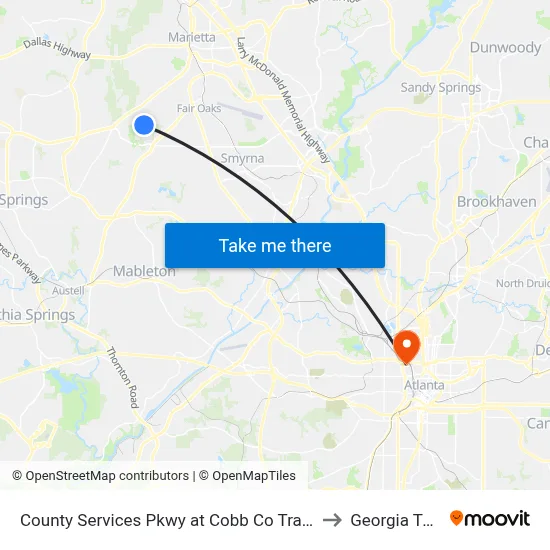 County Services Pkwy at Cobb Co Trash Tr to Georgia Tech map