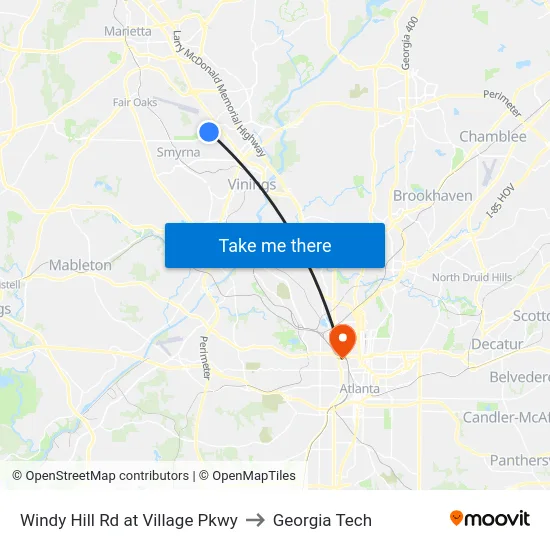 Windy Hill Rd at Village Pkwy to Georgia Tech map