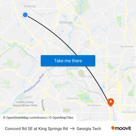 Concord Rd SE at King Springs Rd to Georgia Tech map