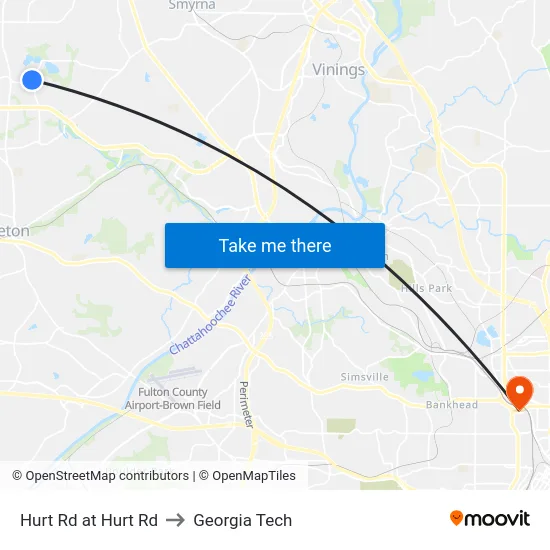 Hurt Rd at Hurt Rd to Georgia Tech map