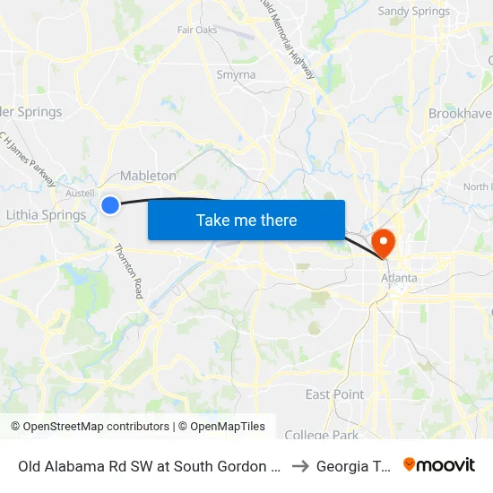 Old Alabama Rd SW at South Gordon Rd SW to Georgia Tech map