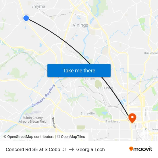 Concord Rd SE at S Cobb Dr to Georgia Tech map
