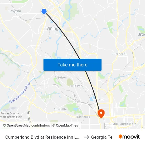 Cumberland Blvd at Residence Inn Loop to Georgia Tech map