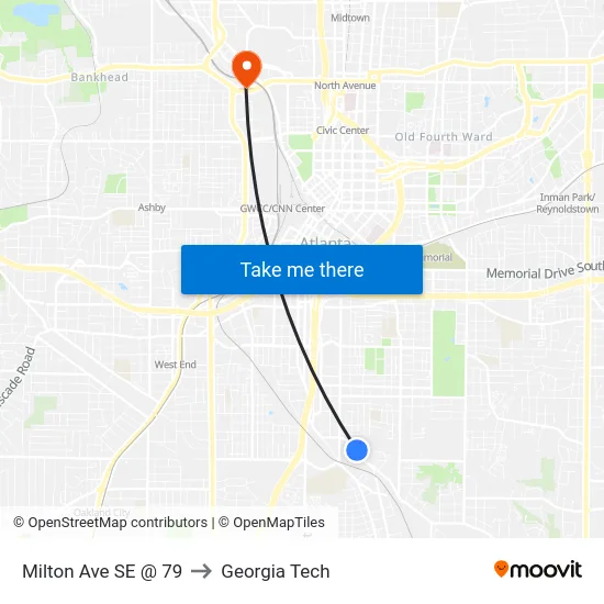 Milton Ave SE @ 79 to Georgia Tech map
