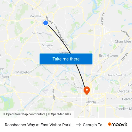 Rossbacher Way at East Visitor Parking to Georgia Tech map