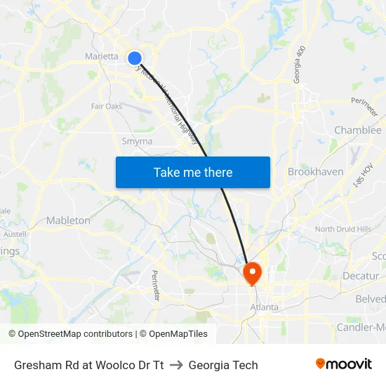 Gresham Rd at Woolco Dr Tt to Georgia Tech map