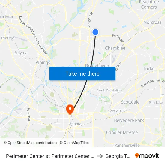 Perimeter Center at Perimeter Center Pkwy to Georgia Tech map