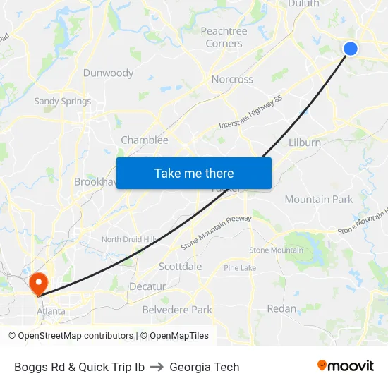 Boggs Rd & Quick Trip Ib to Georgia Tech map