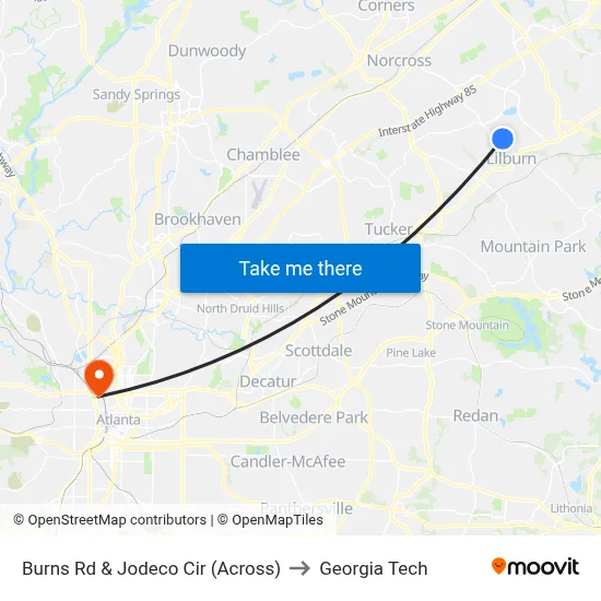 Burns Rd & Jodeco Cir (Across) to Georgia Tech map
