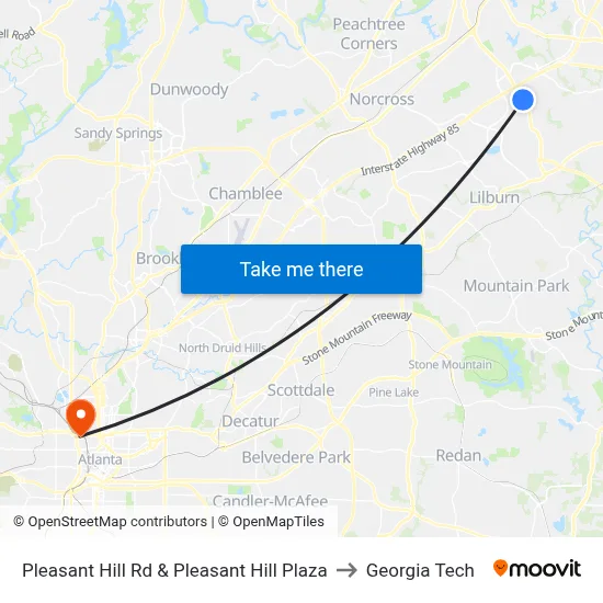 Pleasant Hill Rd & Pleasant Hill Plaza to Georgia Tech map