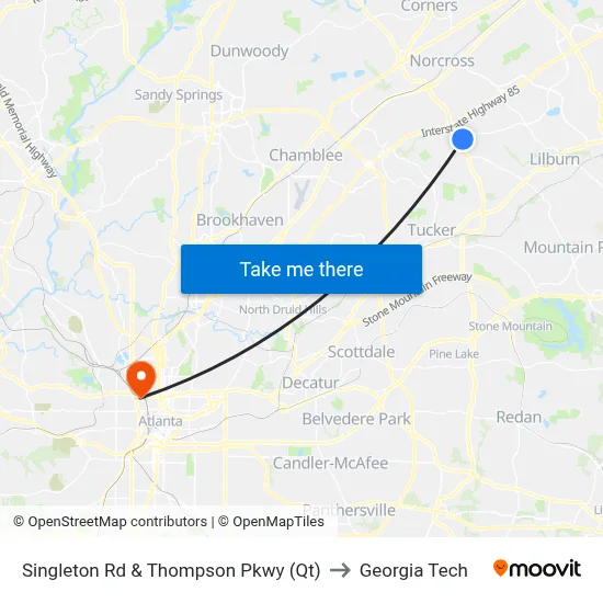 Singleton Rd & Thompson Pkwy (Qt) to Georgia Tech map