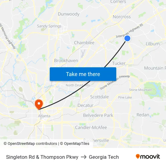 Singleton Rd & Thompson Pkwy to Georgia Tech map