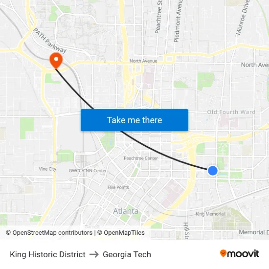 King Historic District to Georgia Tech map