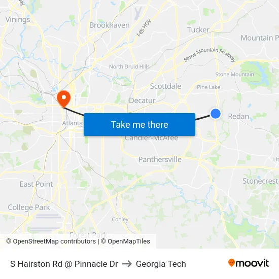 S Hairston Rd @ Pinnacle Dr to Georgia Tech map