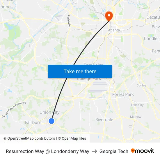 Resurrection Way @ Londonderry Way to Georgia Tech map
