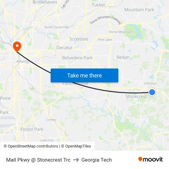 Mall Pkwy @ Stonecrest Trc to Georgia Tech map