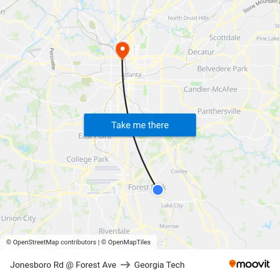 Jonesboro Rd @ Forest Ave to Georgia Tech map