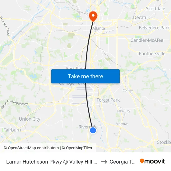 Lamar Hutcheson Pkwy @ Valley Hill Rd SW to Georgia Tech map