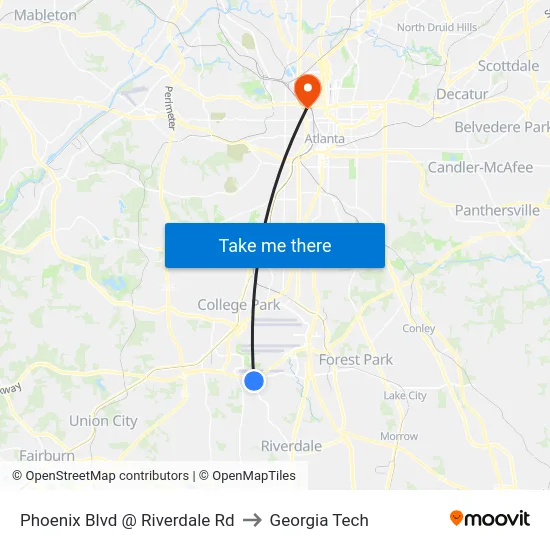 Phoenix Blvd @ Riverdale Rd to Georgia Tech map