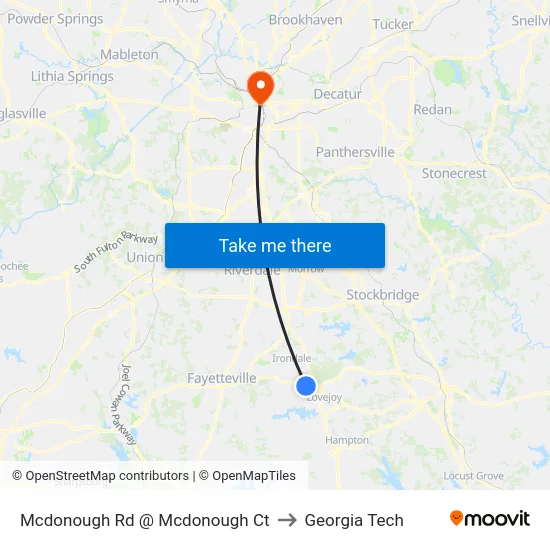 Mcdonough Rd @ Mcdonough Ct to Georgia Tech map