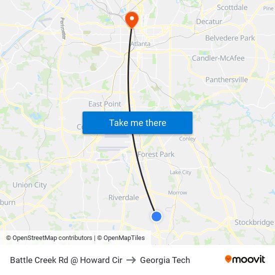 Battle Creek Rd @ Howard Cir to Georgia Tech map