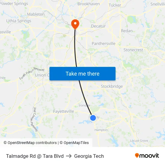 Talmadge Rd @ Tara Blvd to Georgia Tech map
