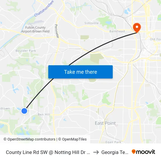 County Line Rd SW @ Notting Hill Dr SW to Georgia Tech map