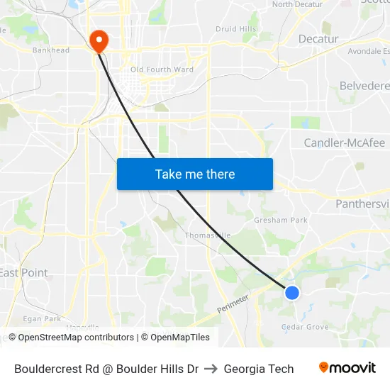 Bouldercrest Rd @ Boulder Hills Dr to Georgia Tech map