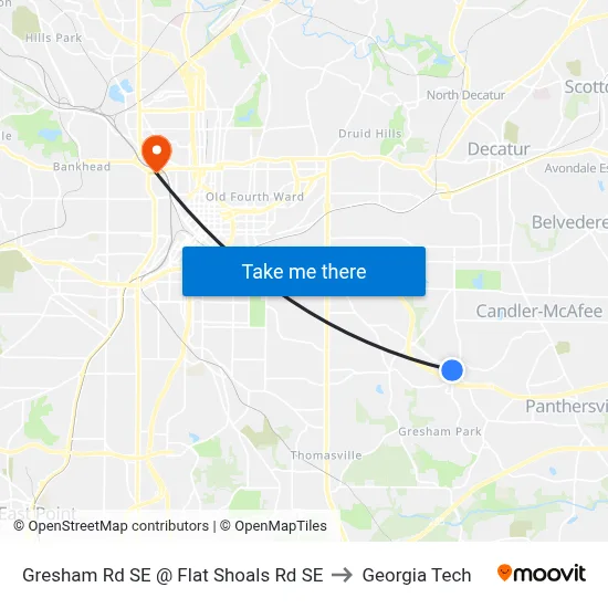 Gresham Rd SE @ Flat Shoals Rd SE to Georgia Tech map