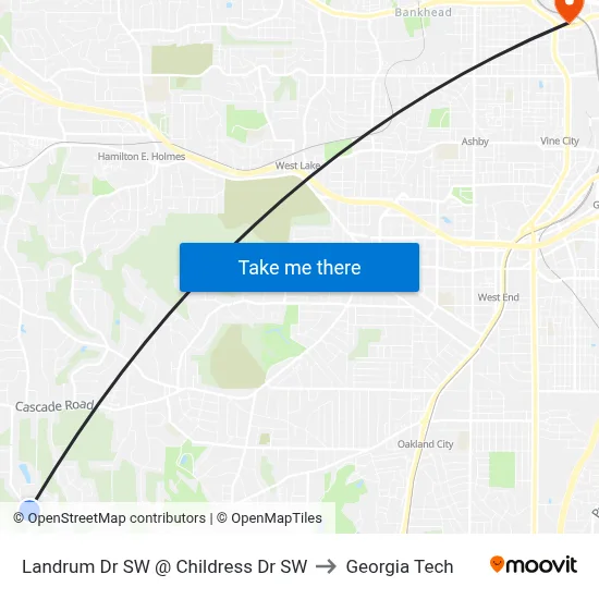 Landrum Dr SW @ Childress Dr SW to Georgia Tech map