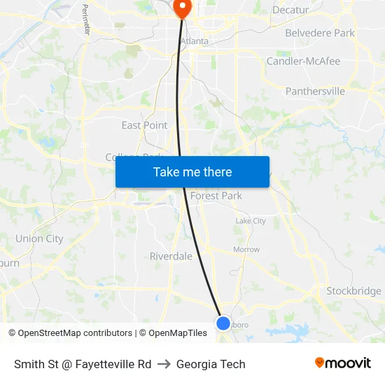 Smith St @ Fayetteville Rd to Georgia Tech map