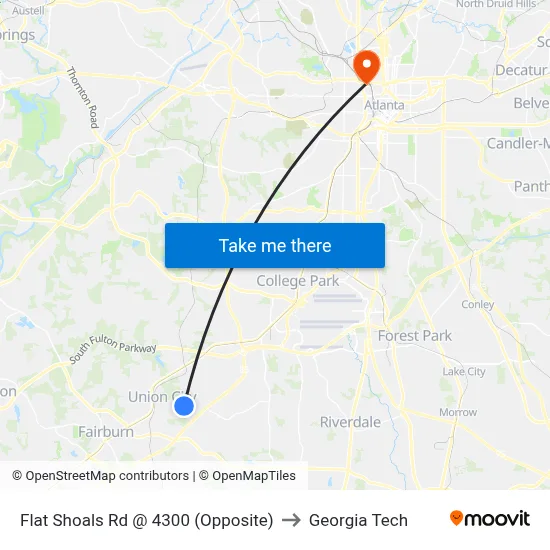 Flat Shoals Rd @ 4300 (Opposite) to Georgia Tech map