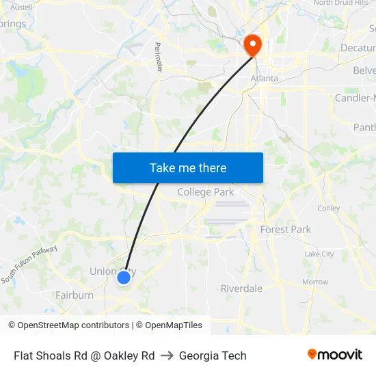 Flat Shoals Rd @ Oakley Rd to Georgia Tech map