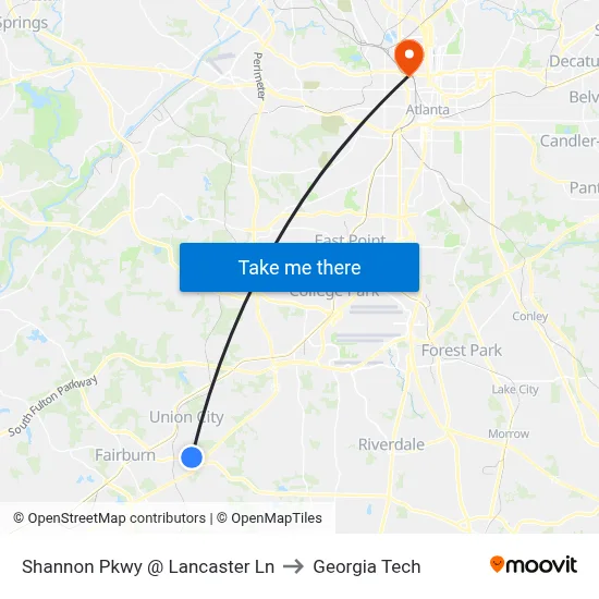 Shannon Pkwy @ Lancaster Ln to Georgia Tech map
