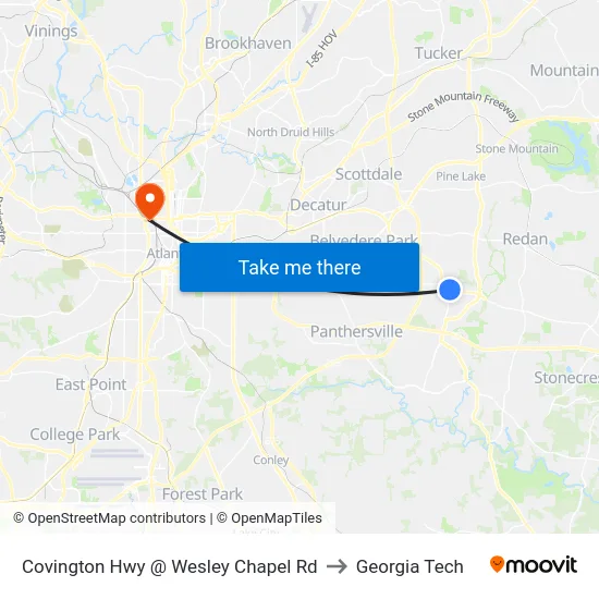 Covington Hwy @ Wesley Chapel Rd to Georgia Tech map