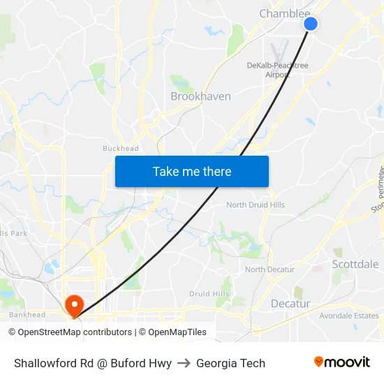 Shallowford Rd @ Buford Hwy to Georgia Tech map