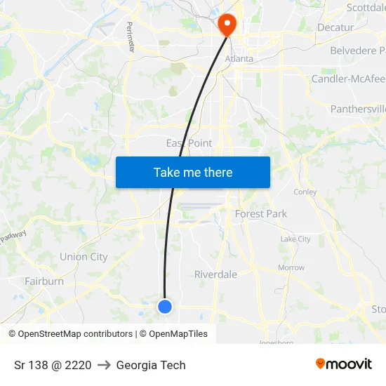 Sr 138 @ 2220 to Georgia Tech map