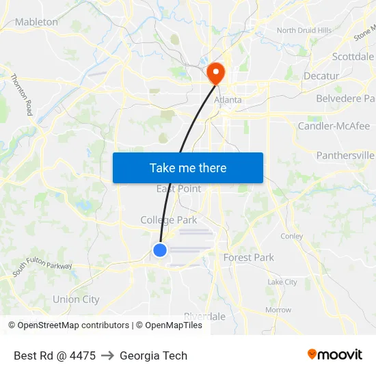 Best Rd @ 4475 to Georgia Tech map